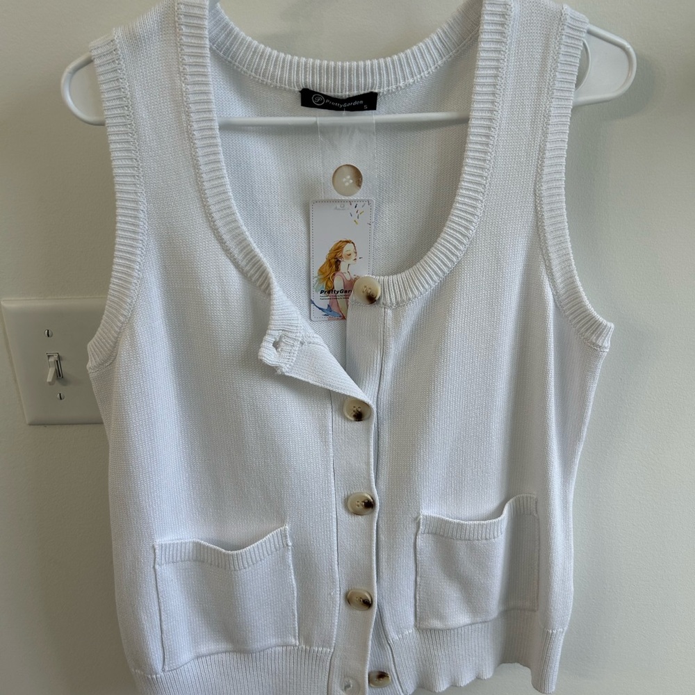 White Button-Up Sweater Vest